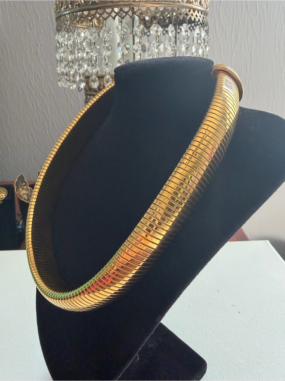 Vintage Monet gold-tone omega collar choker necklace